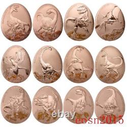 12pcs Samoa 2022 Dinosaurs in Asia Curved copper coin Series1-12 Complete set