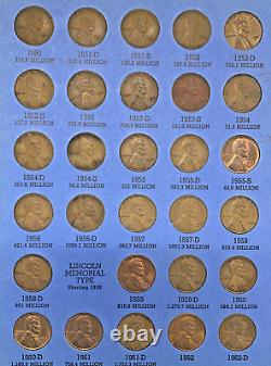 1909-1976 Lincoln Wheat Cent Almost Complete Set-Whitman Coin Folder (D)