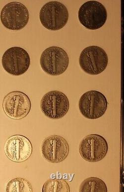 1916 1945 MERCURY DIME SET NEAR COMPLETE (No 16-D, 21, 21-D) W Some AU/BU COINS