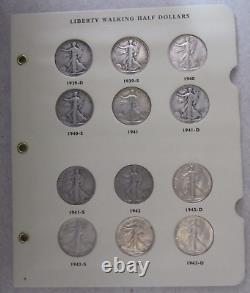 1916-1947 PDS Walking Liberty Silver Half Dollar 65-Coin Complete Set in Album