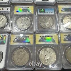 1921-1935 Complete Set Peace Dollars Certified & Graded VF-AU 24 Coins
