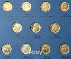 1946-1964 Complete Full Set Roosevelt Silver Dimes Whitman Coin Folder 50 Coins