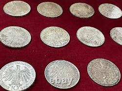 1972 MUNICH OLYMPICS 24 Silver Coins COMPLETE SET 10 MARK CASE West Germany