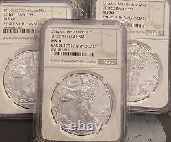 $1 2016 (p), (s), (w) Silver Eagle Ms70 Complete Set Supplemental Silver Eagles