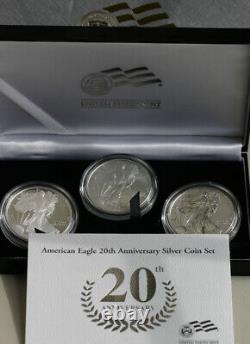 2006 SILVER AMERICAN EAGLE 20TH ANNIVERSARY 3-Coin Set Complete ASE Box Sleeve