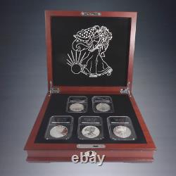 2013+15-w Pcs The Complete Set Of American Eagle Silver Dollars 5pc Coin Set