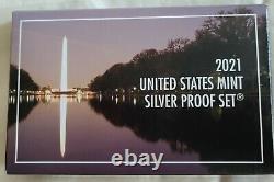 2021 S US Mint Silver Proof Complete Set 99.9% Silver 7 coin w COA w quarters