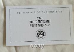 2021 S US Mint Silver Proof Complete Set 99.9% Silver 7 coin w COA w quarters