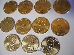 2 of Ea President P&D (78 Coins) 2007-2016 Complete Set $1 Golden Dollars. UNC