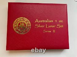 Australia 2008-2019 Complete Set 12 Coin Lunar II Series 1 oz Silver with Case