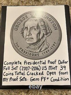 COMPLETE Presidential PROOF Dollar SET US Mint 39 Coins Total. Fabulous Set