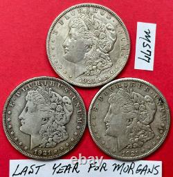 Complete 1921 Morgan Dollars PDS Set of THREE Coins Morgan Silver Dollar #M77