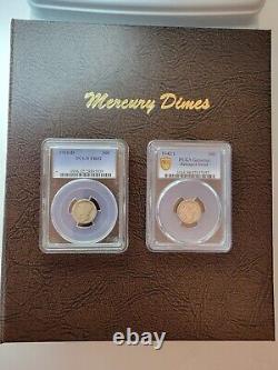 Complete Set Rare Old Silver Mercury Dime Coins with PCGS Key 1916-D, 1942/1 Error