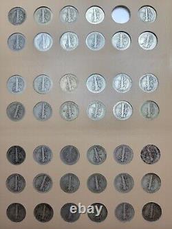 Complete Set Rare Old Silver Mercury Dime Coins with PCGS Key 1916-D, 1942/1 Error