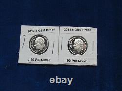Complete Set of 2010-2016 GEM Proof Roosevelt Dimes (7 coins) 90% Silver