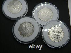 Complete Set of 4 Rare German 5 Reichsmark Genuine SILVER Coin with BIG Eagle