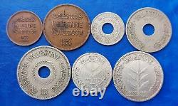 Complete Set of Israel Palestine 1927 Coins British Mandate Lot of 7 Coins
