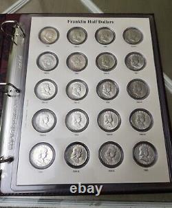 FRANKLIN HALF DOLLAR SET 1948 1963 Complete 35 Coins in CAPS ALBUM US SILVER