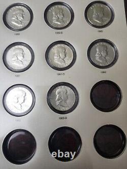 FRANKLIN HALF DOLLAR SET 1948 1963 Complete 35 Coins in CAPS ALBUM US SILVER