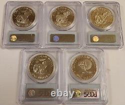 Lot (5) PCGS PR69 1971 1976 40% Proof Eisenhower Silver Dollars Complete Set