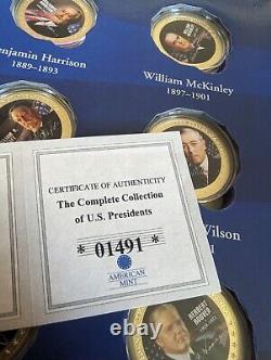 RARE American Mint 24k Layered- The Complete US Presidents In Color Coin Set