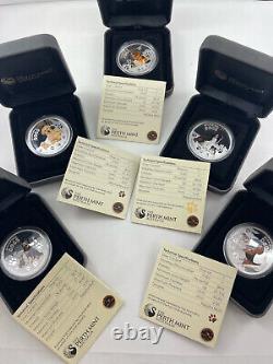 Tuvalu 2011 Working Dogs Complete 5 Coin Set 1 OZ Proof Silver with COA