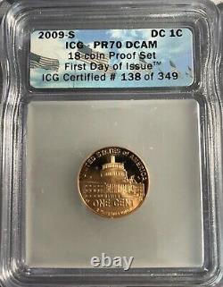 US 2009 RARE ICG PR70 DCAM x 18 Coin Complete Set FDOI set 138 of 349 Perfect