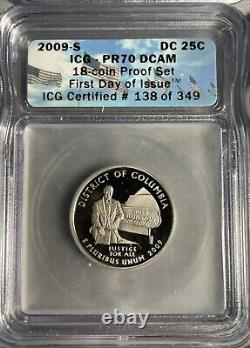 US 2009 RARE ICG PR70 DCAM x 18 Coin Complete Set FDOI set 138 of 349 Perfect