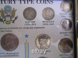 United States 20th Century Type Coins Complete Set Frame Very Good Condition