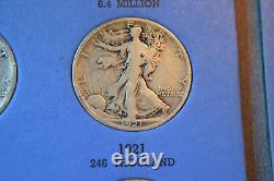 1916-1947 Demi-dollar Walking Liberty 65 pièce Très beau jeu complet! #257