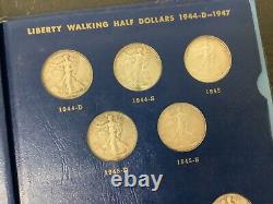 1916-1947 Demi-dollar de Liberté Marchante en argent Ensemble complet de 65 pièces Livres Whitman