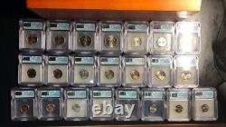 2005 Ensemble complet de pièces de monnaie de la Monnaie P&d Sp69 avec finition satinée, comprenant 22 pièces avec boîte en bois.