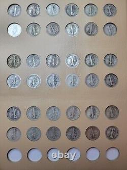 Collection complète d'antiquités de dix cents Mercure de 1916 à 1945 Dansco 77 pièces sans 1916d