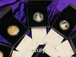 Collection complète de 11 pièces en argent Queen's Beasts 1 once, preuve.