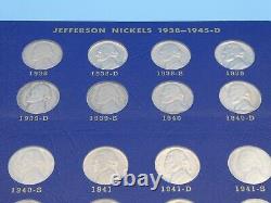 Collection de nickels de Jefferson 1938-1964 - ENSEMBLE COMPLET (71 pièces) Argent de guerre