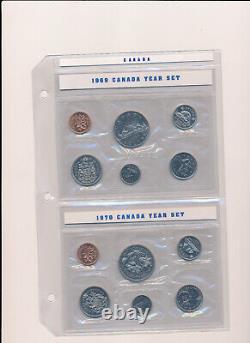 Collection de pièces de monnaie du Canada de 1961 à 1994, en qualité épreuve, ensemble complet.