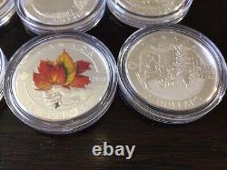 En 2013, Oh Canada $10 jeu complet de 12 pièces en argent avec certificat d'authenticité, coffret en bois et boîte à coquillages