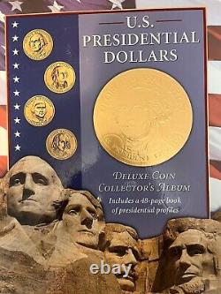 En français, le titre se traduit par : 
<br/>Ensemble complet de pièces de monnaie présidentielles américaines de 2007 à 2016, 2020 avec album de luxe et livre