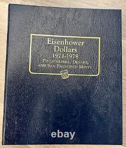 Ensemble complet Eisenhower 1971-1978 (32) pièces dans un livre Dansco incluant des épreuves