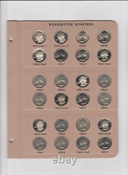 Ensemble complet de 186 pièces de 25 cents de Washington de 1932 à 1998 en HAUTE QUALITÉ avec épreuves DANSCO.