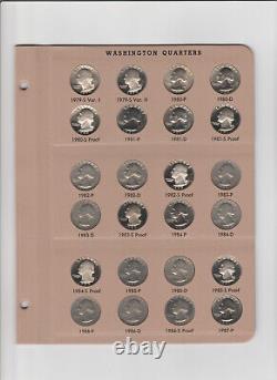 Ensemble complet de 186 pièces de quart de dollar de Washington de haute qualité avec épreuves DANSCO 1932-1998