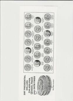 Ensemble complet de 2007 pièces de dollar présidentiel P & D UNC, satin et S-preuve (20 pièces)