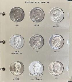 Ensemble complet de 32 pièces de dollar Eisenhower de 1971 à 1978 dans l'album Littleton n°7843