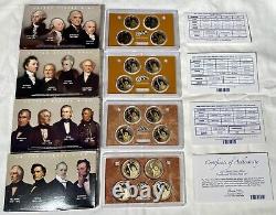 Ensemble complet de 39 pièces, toutes les 10 séries de preuves de dollars présidentiels de la Monnaie des États-Unis avec boîtes et certificats d'authenticité.