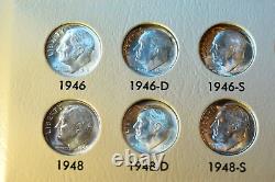 Ensemble complet de 48 pièces de 10 centimes en argent Roosevelt de 1946 à 1964 ! #150