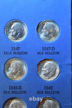 Ensemble complet de 48 pièces de dime Roosevelt en argent de 1946 à 1964 ! #300