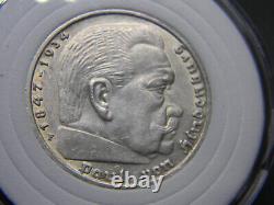 Ensemble complet de 4 pièces rares en argent véritable de 5 Reichsmark allemand avec grand aigle.