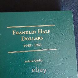 Ensemble complet de demi-dollar Franklin en argent + 11 épreuves, total de 46 pièces avec album