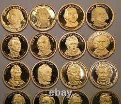 Ensemble complet de la collection de pièces de monnaie américaines de 39 dollars de preuve présidentielles de 2007 à 2016