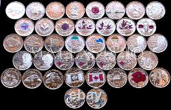 Ensemble complet de pièces de 25 cents commémoratives du Canada 1967 à 2017 non circulées 91 pièces